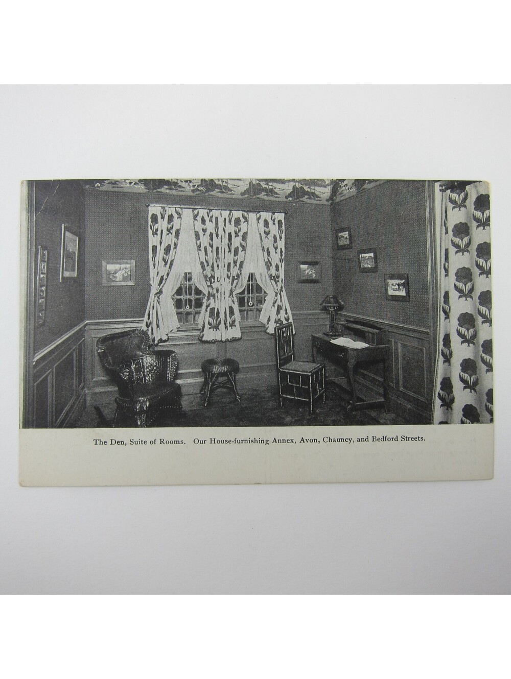 Postcard Jordan Marsh Co Furniture Boston Massachusetts Den Advertising Antique